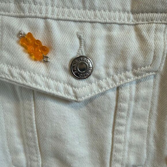 13DE MARZO White Denim Gummi Gummy Bear Jacket Size S - Picture 3 of 7